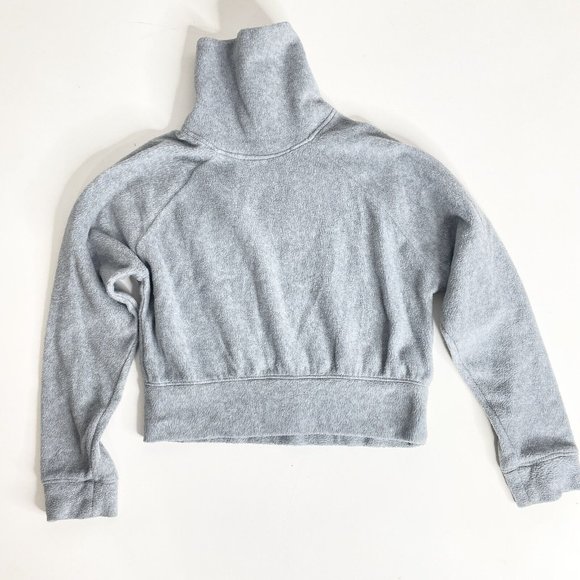 Old navy Other - Old Navy Size L 10/12 Girls Fleece Pullover Sweatshirt Crop High Mock Neck Gray